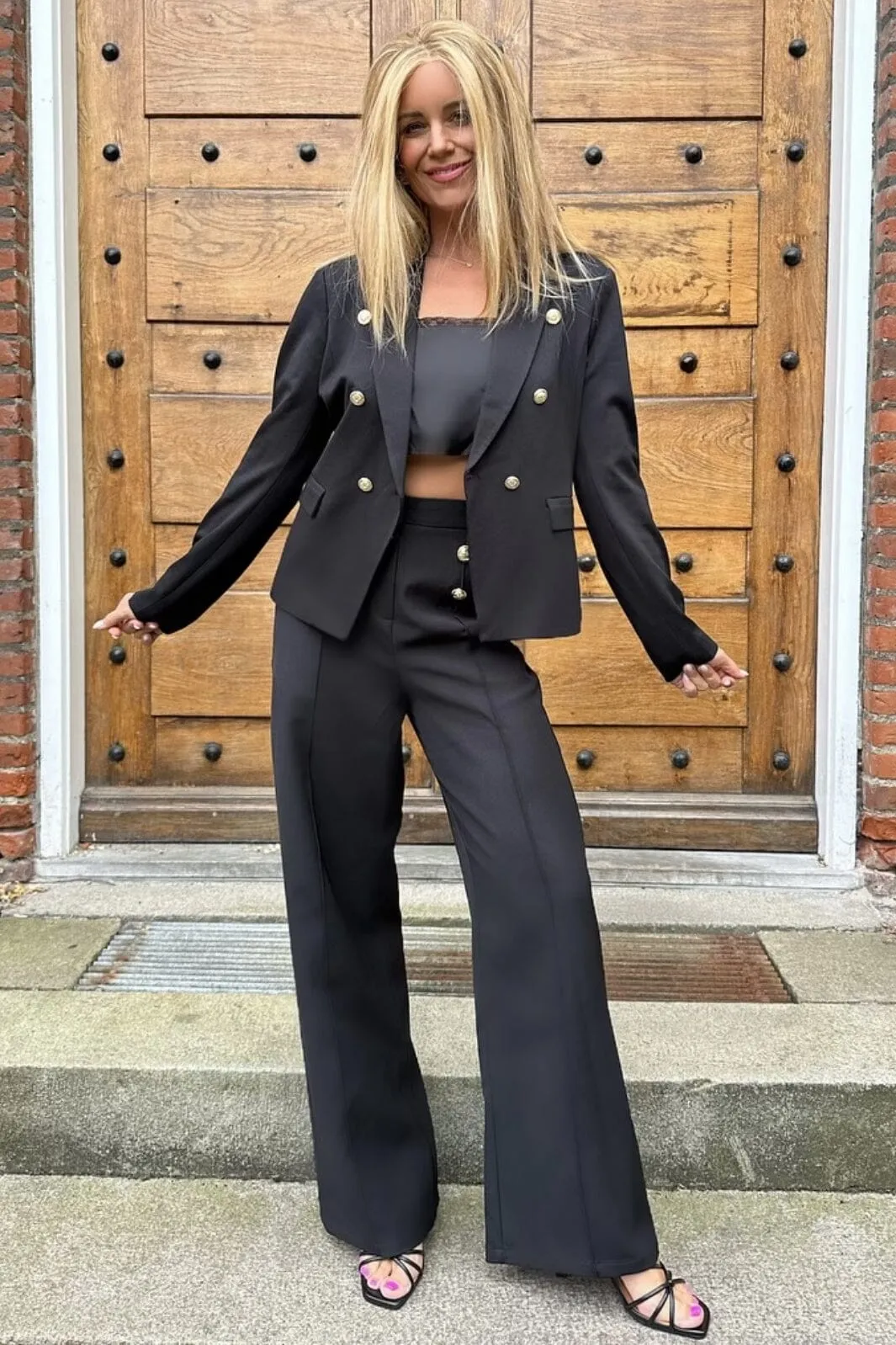 Valentin Studio - Gold Button Blazer - Black