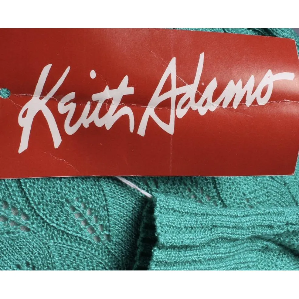 Vintage Green Sweater Dress Keith Adams Womens Large 16 Shell Stitch NWT Acrylic