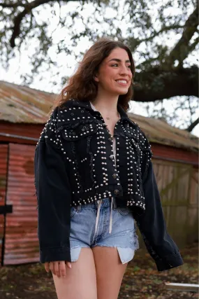 Washed Denim Extreme Studded Jacket