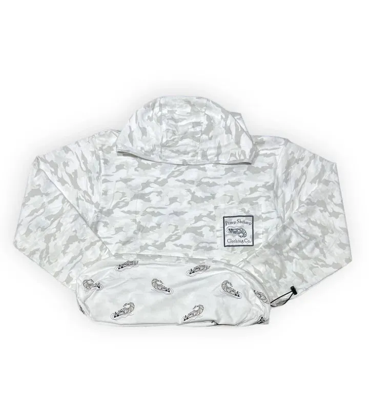 White Camo T- shirt Lined Hoodie