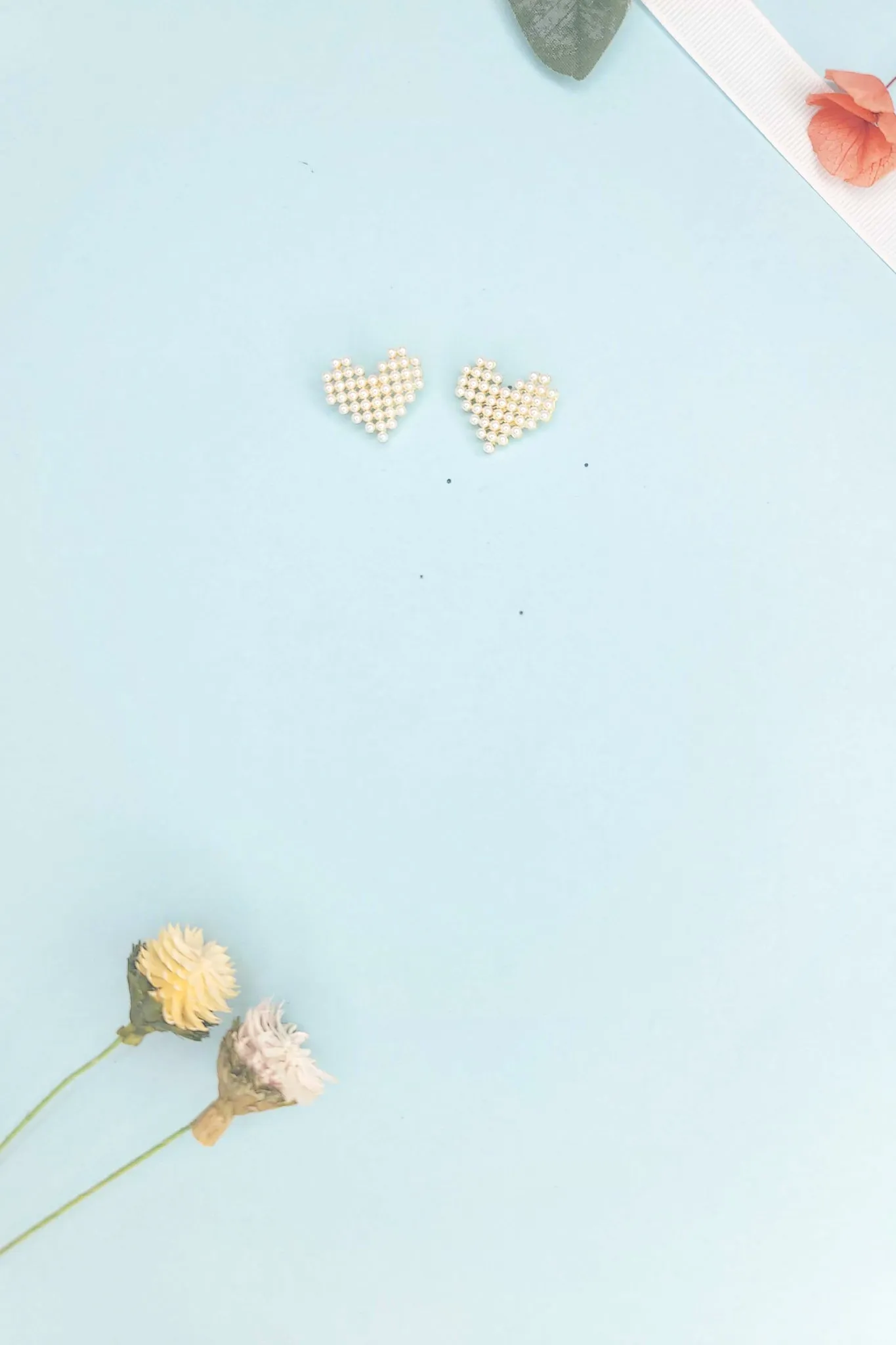 White Heart Stud Earrings