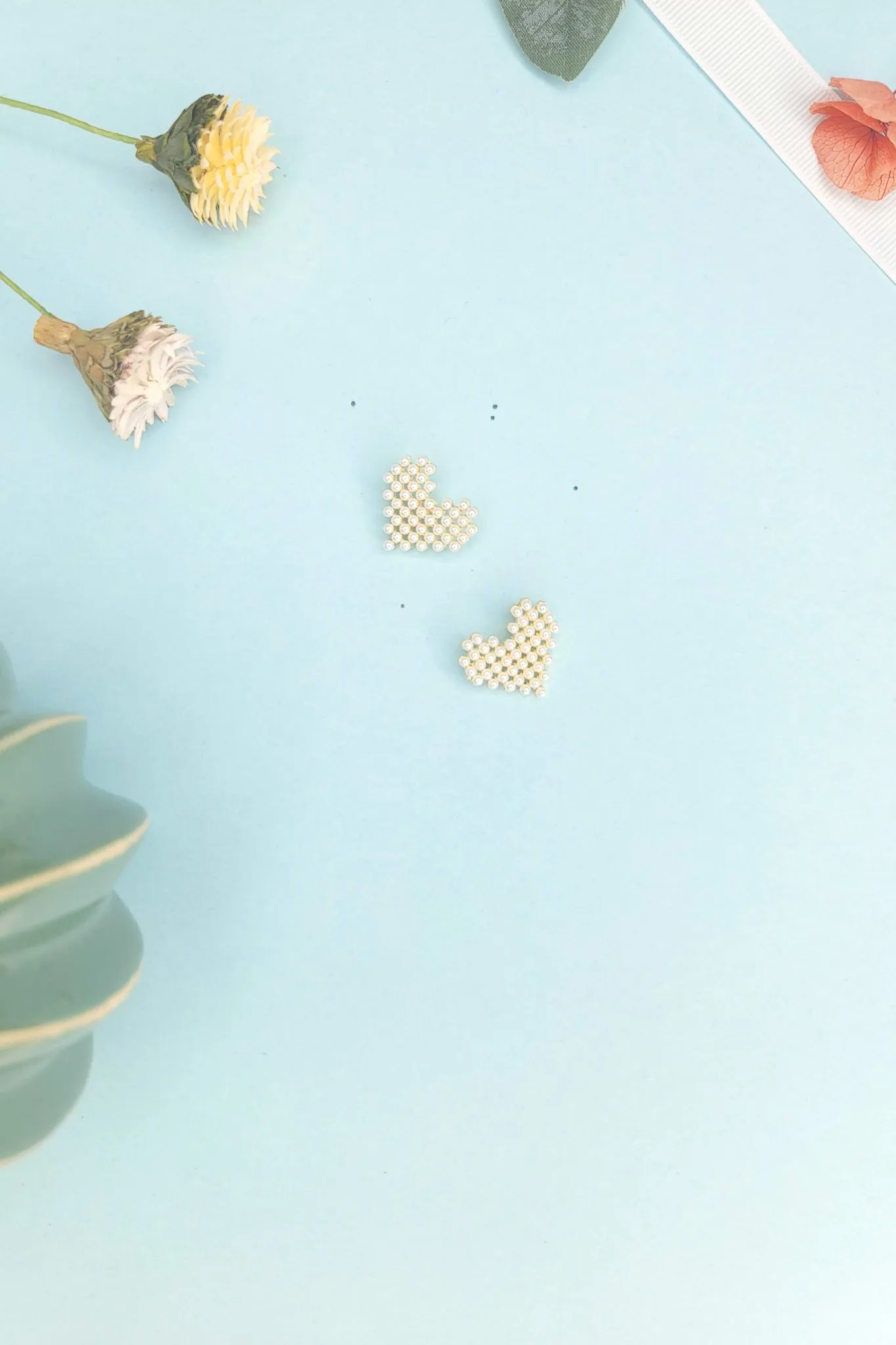 White Heart Stud Earrings