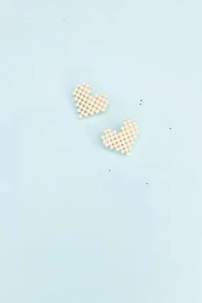 White Heart Stud Earrings