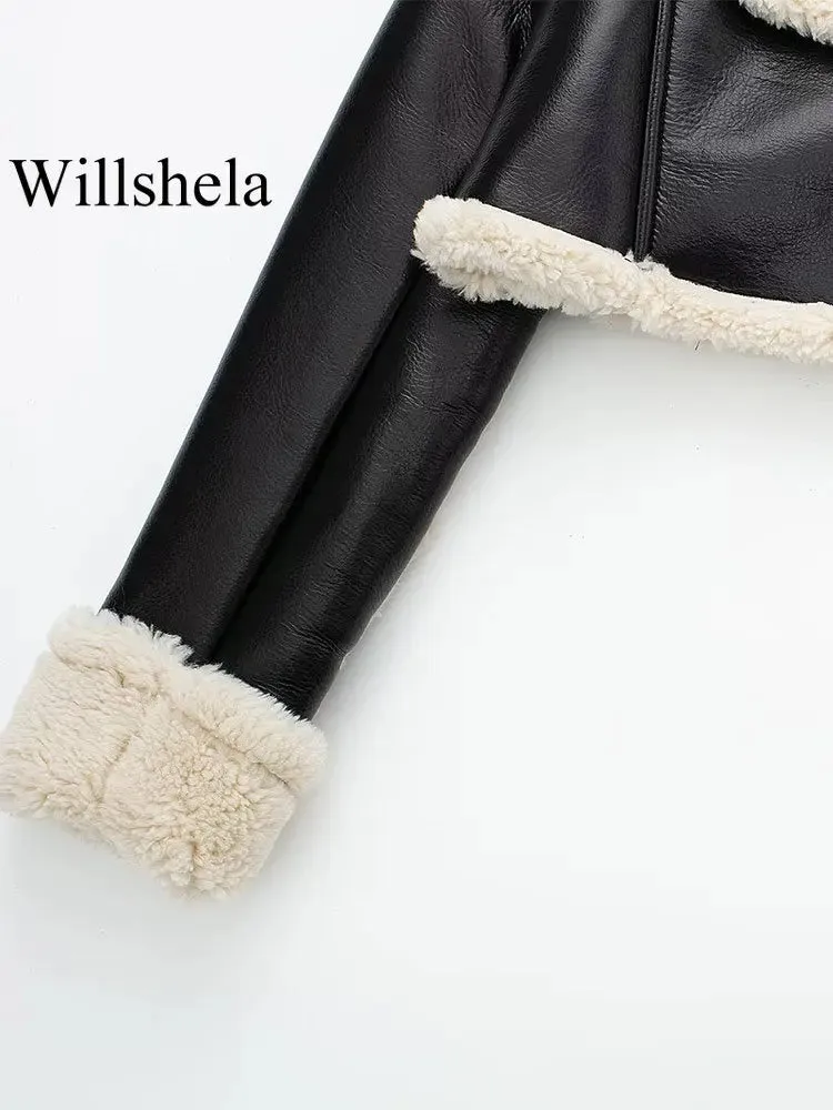 Women's Front Zipper Lapel Neck Long Sleeves Jacket