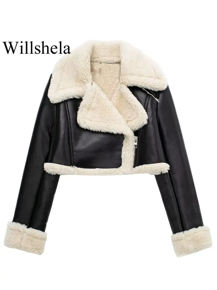 Women's Front Zipper Lapel Neck Long Sleeves Jacket