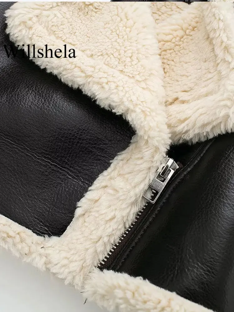 Women's Front Zipper Lapel Neck Long Sleeves Jacket