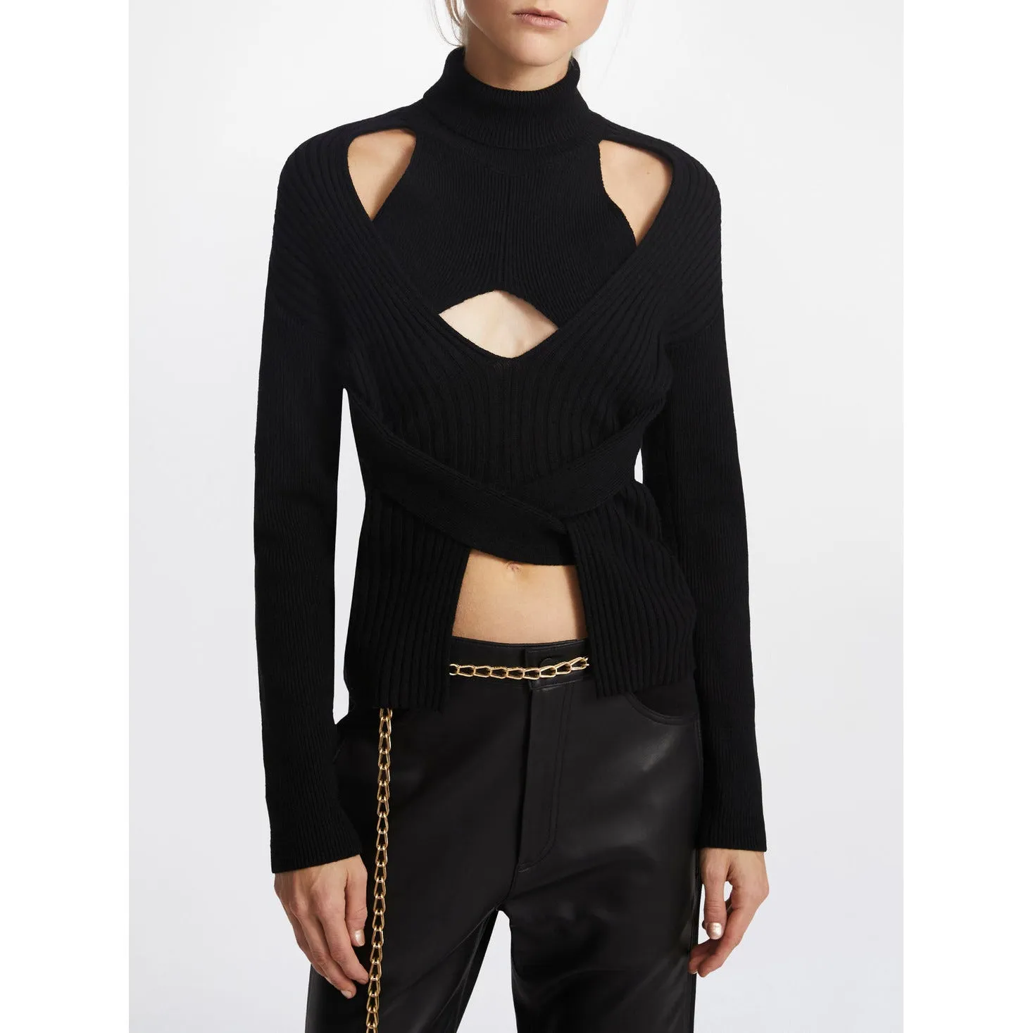 Women's Turtleneck Cut Out Sweater