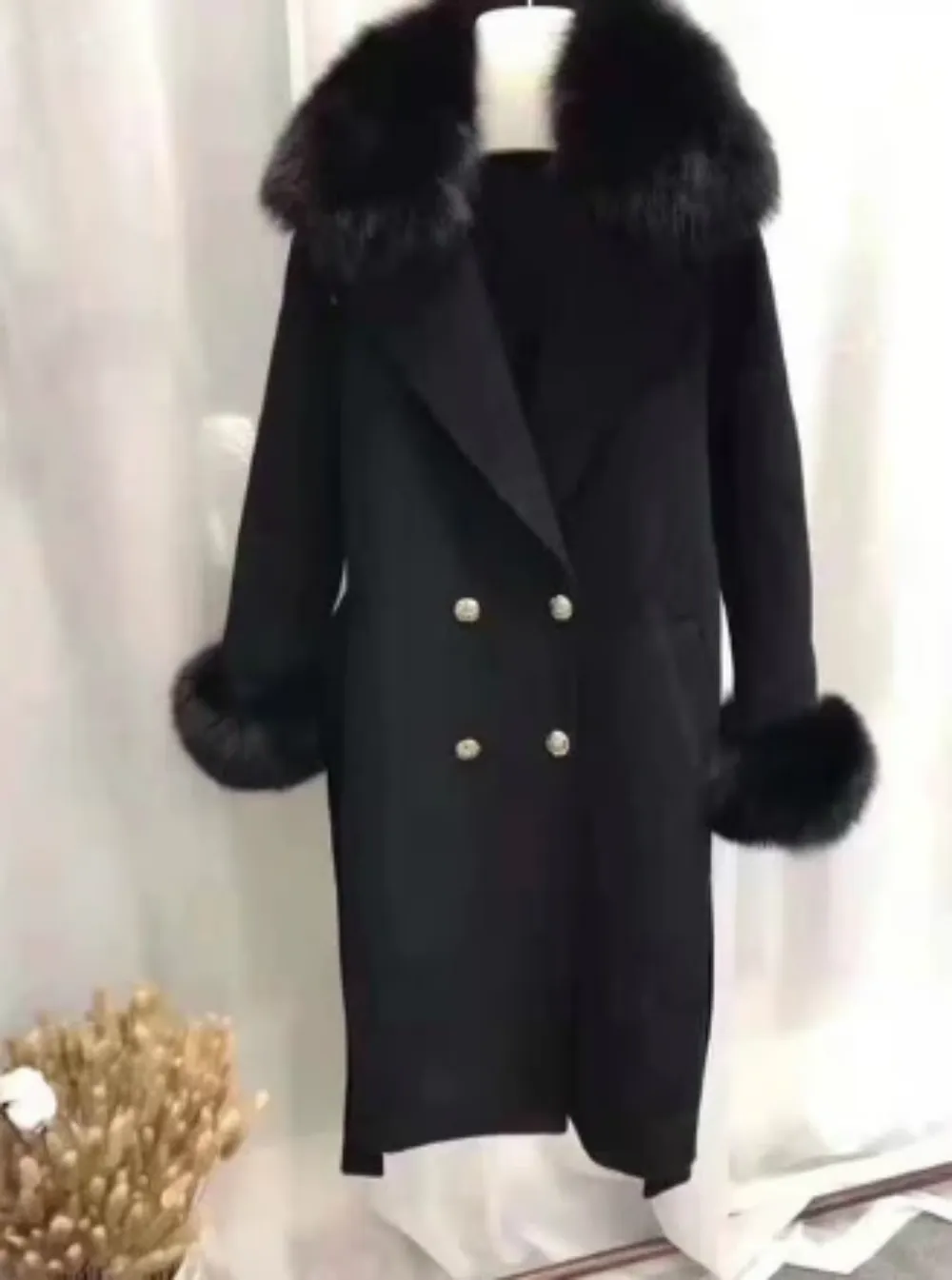 Women's Winter Casual Slim Long Coat With Fox Fur