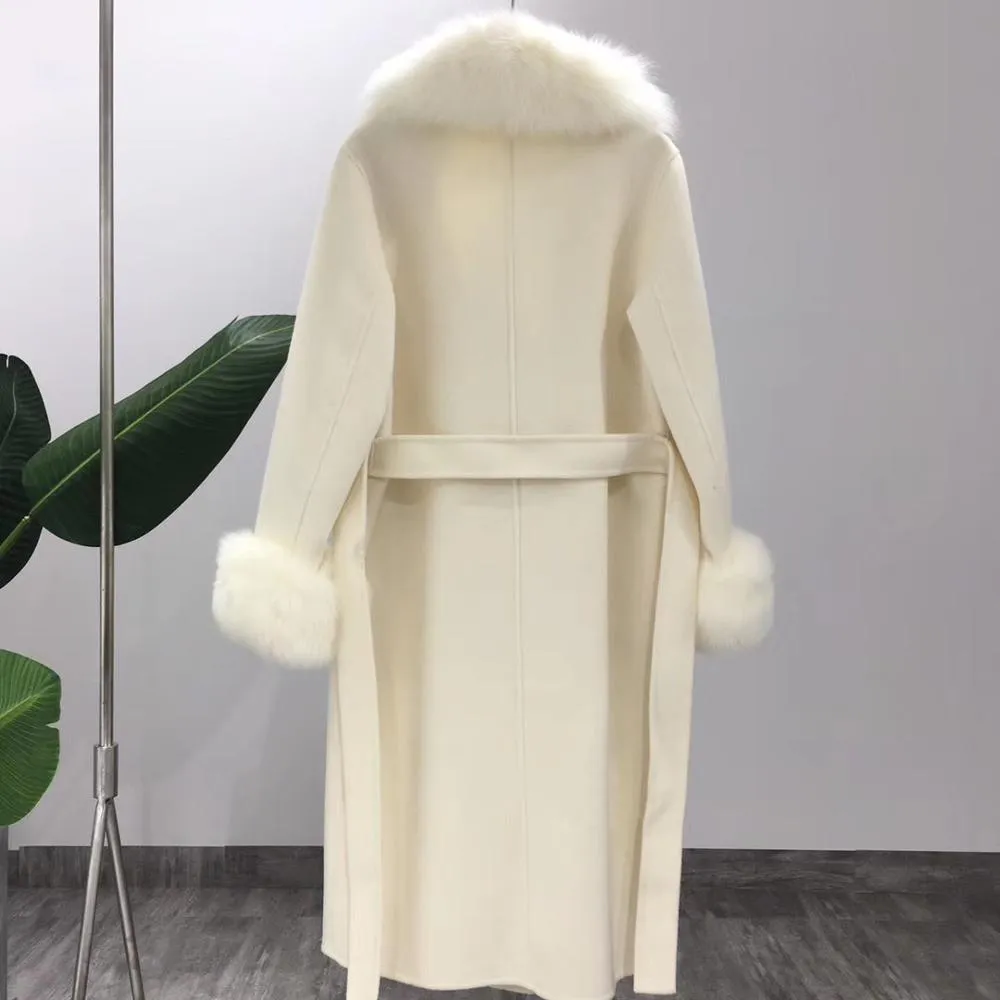 Women's Winter Casual Slim Long Coat With Fox Fur