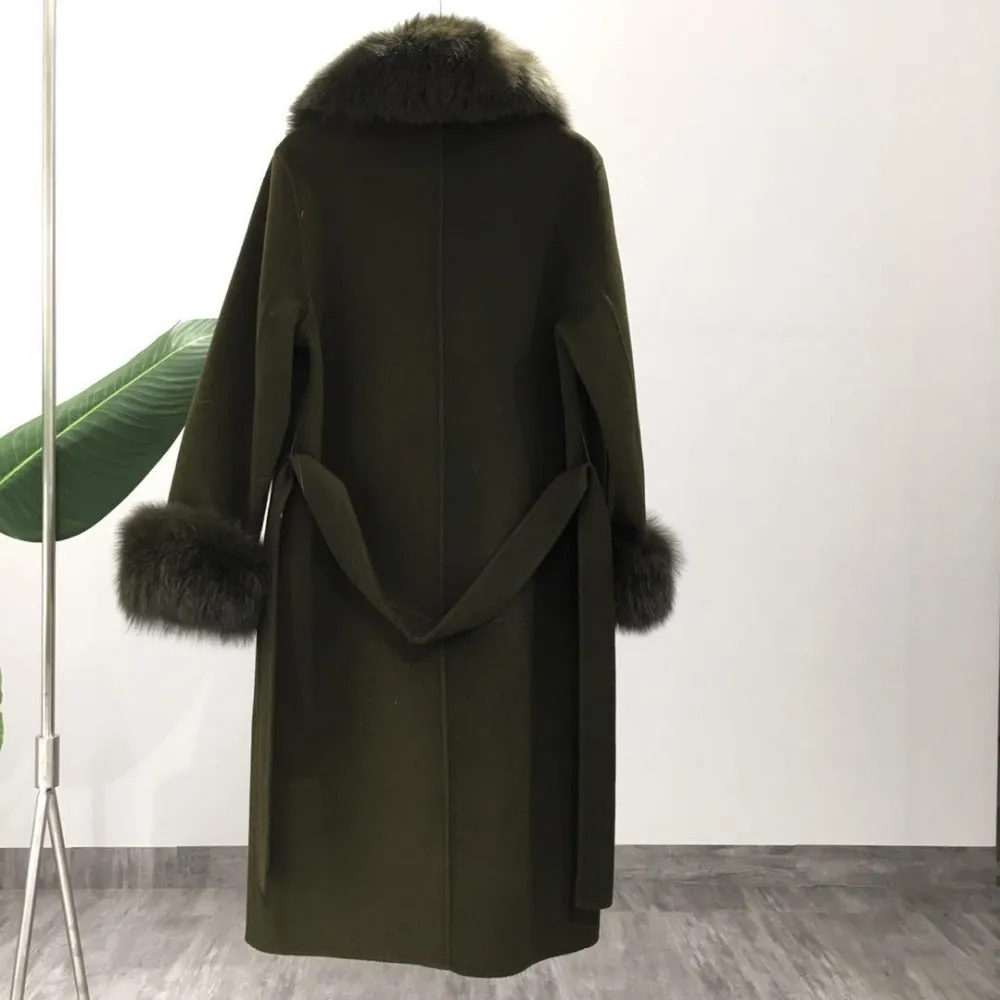 Women's Winter Casual Slim Long Coat With Fox Fur