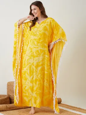 Yellow Tie-Dyed Fringed Kaftan