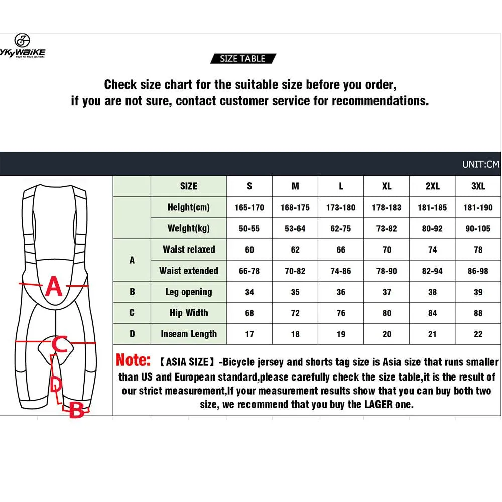 YKYW Men’s Cycling Bib Shorts 8H Ride Pad 4 pockets Lycra Breathable Cool