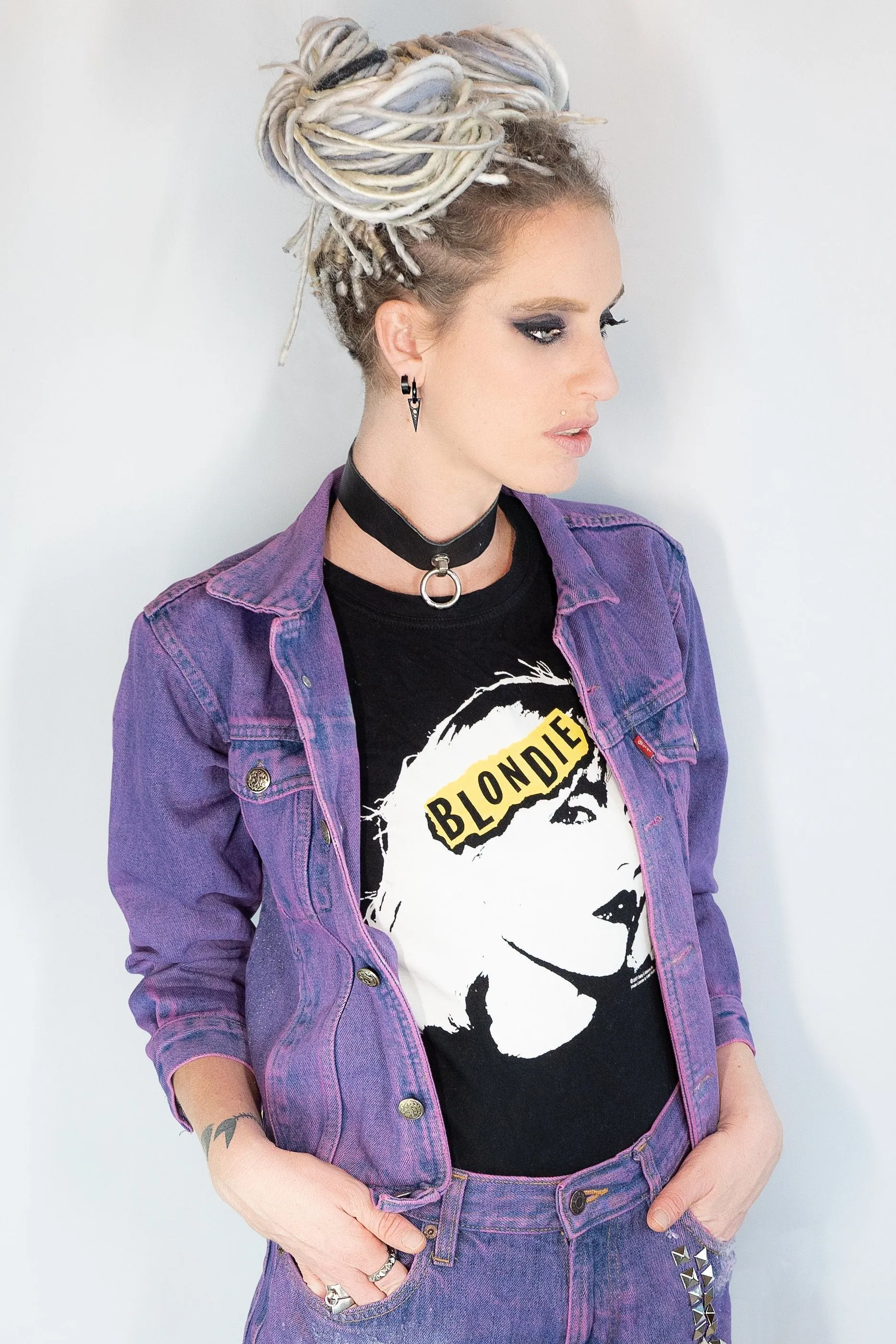 Youth graffiti & glitter hand painted denim jacket | Size S