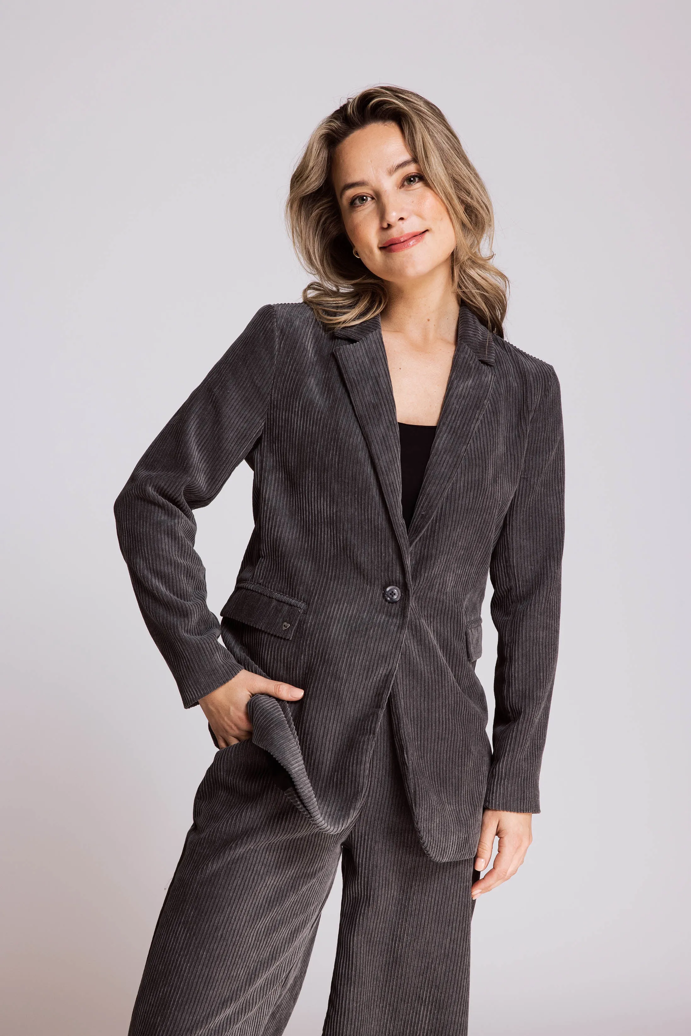 ZHRILL Damen Zhellie Dark Shadow - Cord Blazer