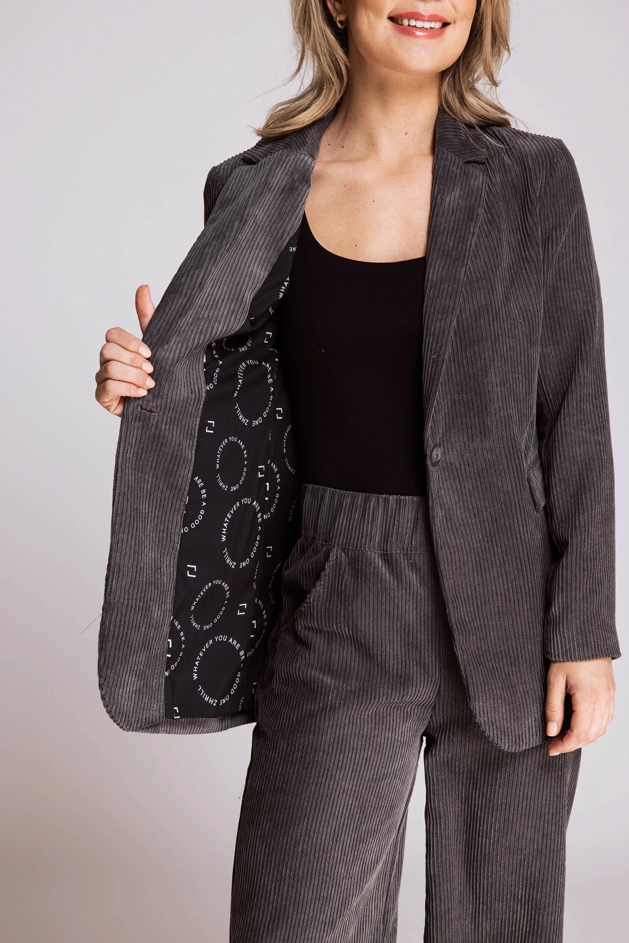 ZHRILL Damen Zhellie Dark Shadow - Cord Blazer